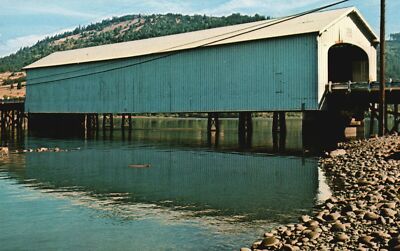 Postcard Lowell Covered Bridge Single Span Howe Construction Lane Co. Oregon OR