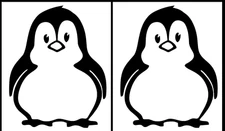 Cute Penguin Two Black Vinyl Graphic Decals Car Truck Window Laptop Notebook