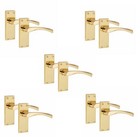 5 Pairs Door Handles Victorian Scroll Astrid Latch Gold Polished Brass Backplate