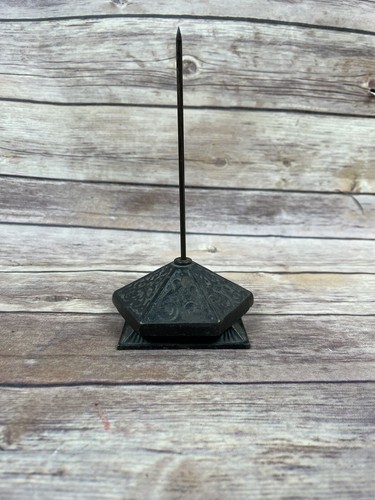 Vintage ornate cast-iron desk top bill receipt paper spike holder HTF - Picture 7 of 7