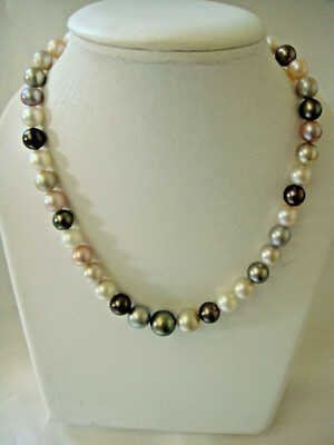 Collier Multicolore Perles De Culture De Tahiti Et Perles D'eau Douce - Argent 925 - Neuf Avec étiquettes