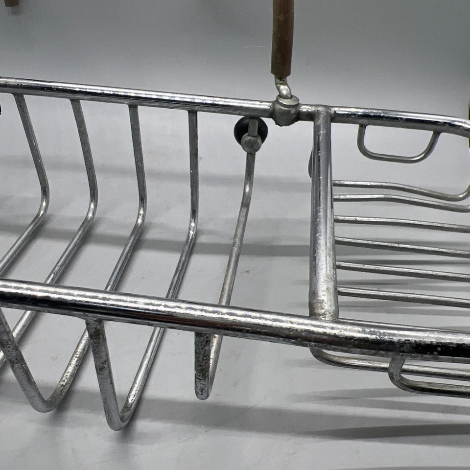 Draht Waschbecken Chrom Badewannenhalter Wanne Seifenschwamm Kombi 10,5x5" Arm Kugel Metall alt - Bild 4 von 4