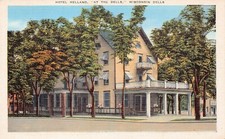 Wisconsin Dells WI Hotel Helland Main Street View Downtown Linen Vtg Postcard A9