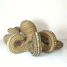 Vintage Large Handcrafted Wicker Rattan Octopus Shell Accents Nautical Decor