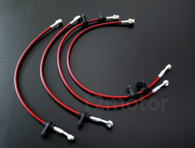 1992-1995 Honda Civic 1994-2001 Acura Integra For F+R Racing Stainless Steel Brake Line Kit | Silver | AJP | Hose | Left