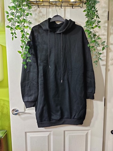 Stylish and Hooded Sweatshirt Mini Dress for Women Black Size M - Picture 2 of 4