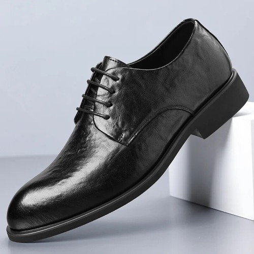Zapatos de vestir informales ligeros con cordones de cuero de moda para hombre de negocios - Imagen 23 de 25