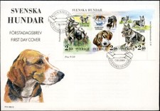 SWEDISH VALLHUND ELKHOUND HAMILTONSTOVARE SWEDEN DOG STAMP 1989 First Day Cover