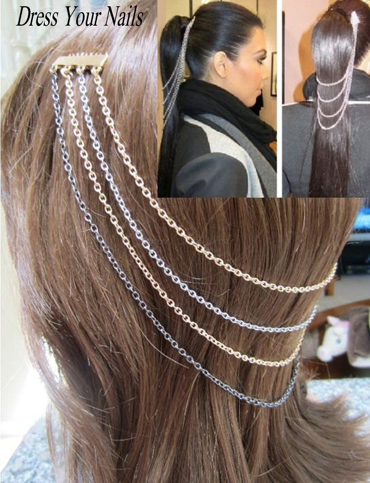 Hair Combs Twin with chain - Hair Jewellery Bridal Decoration Bride ...