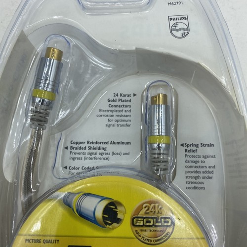 New Philips 24K Gold S-Video 6' Patch Cable M62791 Lifetime Warranty DVD Player - Picture 5 of 6
