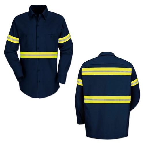 Red Kap Enhanced Visibility Hi Vis Reflective Work Towing Uniform Shirts LS - Picture 16 of 60