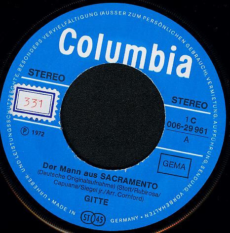 Gitte Hænning / Der Mann Aus Sacramento / Vinyl / Schlagersingles 70s/80s - Picture 3 of 3