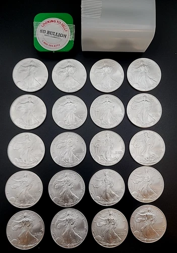 Roll of 20 - 2000 - $1 American Silver Eagle Dollar Coins full Tube 1 oz BU .999