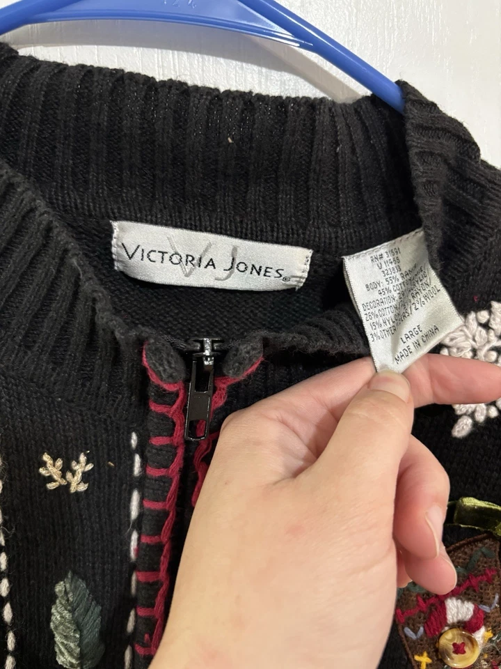 Victoria Jones Vintage Navidad Medias Chaleco Talla Grande Feo Suéter Fiesta Años 90 Foto 3 de 4
