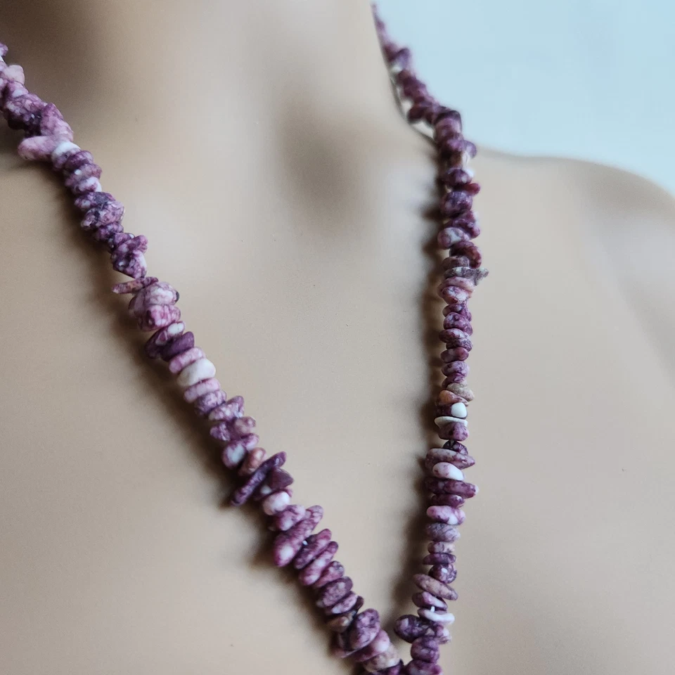Purple Gemstone Chip Bead Necklace – No Clasp – 32" - Image 2 of 4