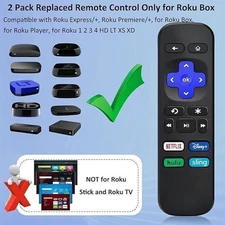 2PCS Remote Control Replacement for Roku Box Express /Premiere/ Player