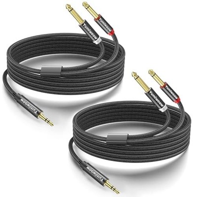 2Pack 16Ft 3.5mm TRS to Dual 6.35mm Stereo Cable 1/8 TRS to Dual 6.35mm 1/4 T...