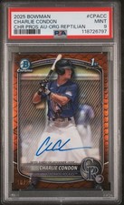 Charlie Condon 2025 Bowman Chrome Reptilian Orange Refractor 1st Auto /25 PSA 9