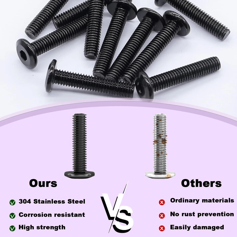 Taiss 25pcs 1/4-20 x 1-1/4" Flat Head Socket Head Screw,Furniture Bolts,Furni... - Image 3 of 4