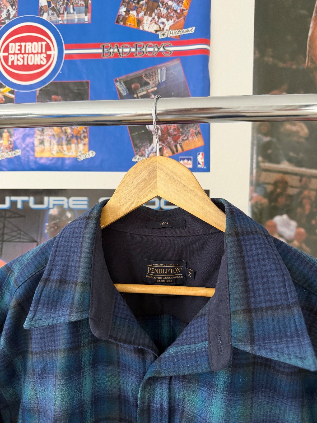 Pendleton Trail Elbow Patch 100% Virgin Wool Blue… - image 4