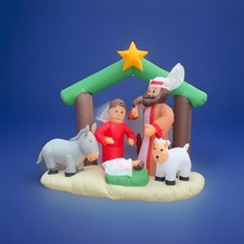 Inflatable Nativity Scene with Mary, Joseph, Baby Jesus, Animals 7  Wide Lighted