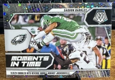 2025 Mosaic No Huddle Prizm Saquon Barkley Moments In Time *The Reverse Hurdle*