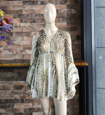 ROBERTO CAVALLI - JUST CAVALLI 2012 100% Silk Chiffon Leopard Blouse Size 40IT