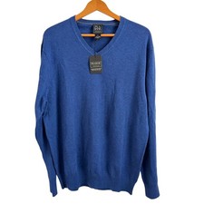 NWT Jos A Bank Traveler Mens XL Blue V-Neck Sweater Performance Pima Cotton