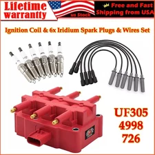 UF305 Ignition Coil + Iridium Spark Plugs + Wire Set For Wrangler 3.8L 2007-2011