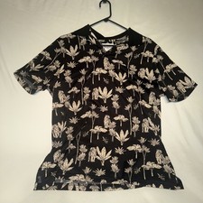 Goodfellow  Co Shirt Men Medium Blue Floral Slim Fit 100 Cotton Hawaiian