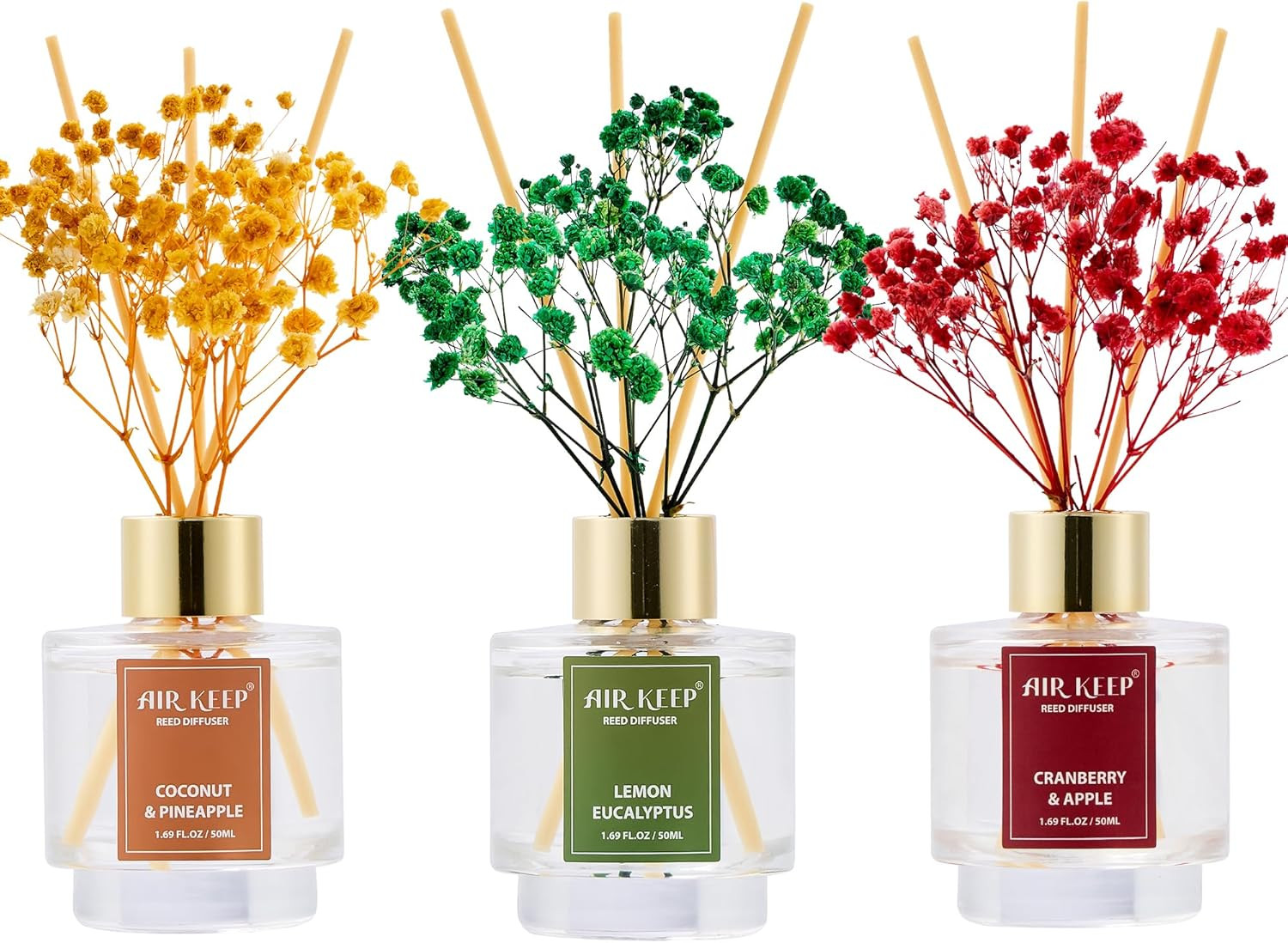 Set 3 Diffusori Ambiente Bastoncini 50ml - Fragranze Cocco Limone Mirtillo