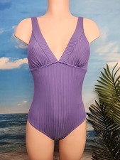 NWT Cupshe Womens One Piece Swimsuit Size Medium Ribbed Purple Color