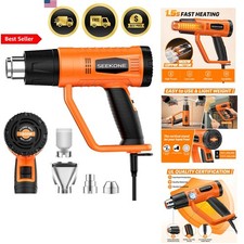 Heat Gun 1800W Hot Air Gun Kit Dual Temp Nozzles Crafts Shrinking Paint De st...