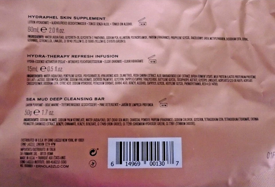 Erno Laszlo Hydraphel Lotion, Hydra-Therapy Refresh, Sea Mud Cleansing Bar, Bag/ - Image 2 of 2