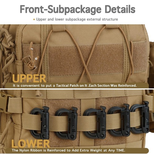 Sling Shoulder Backpack EDC Bags (Tan) - Picture 4 of 9