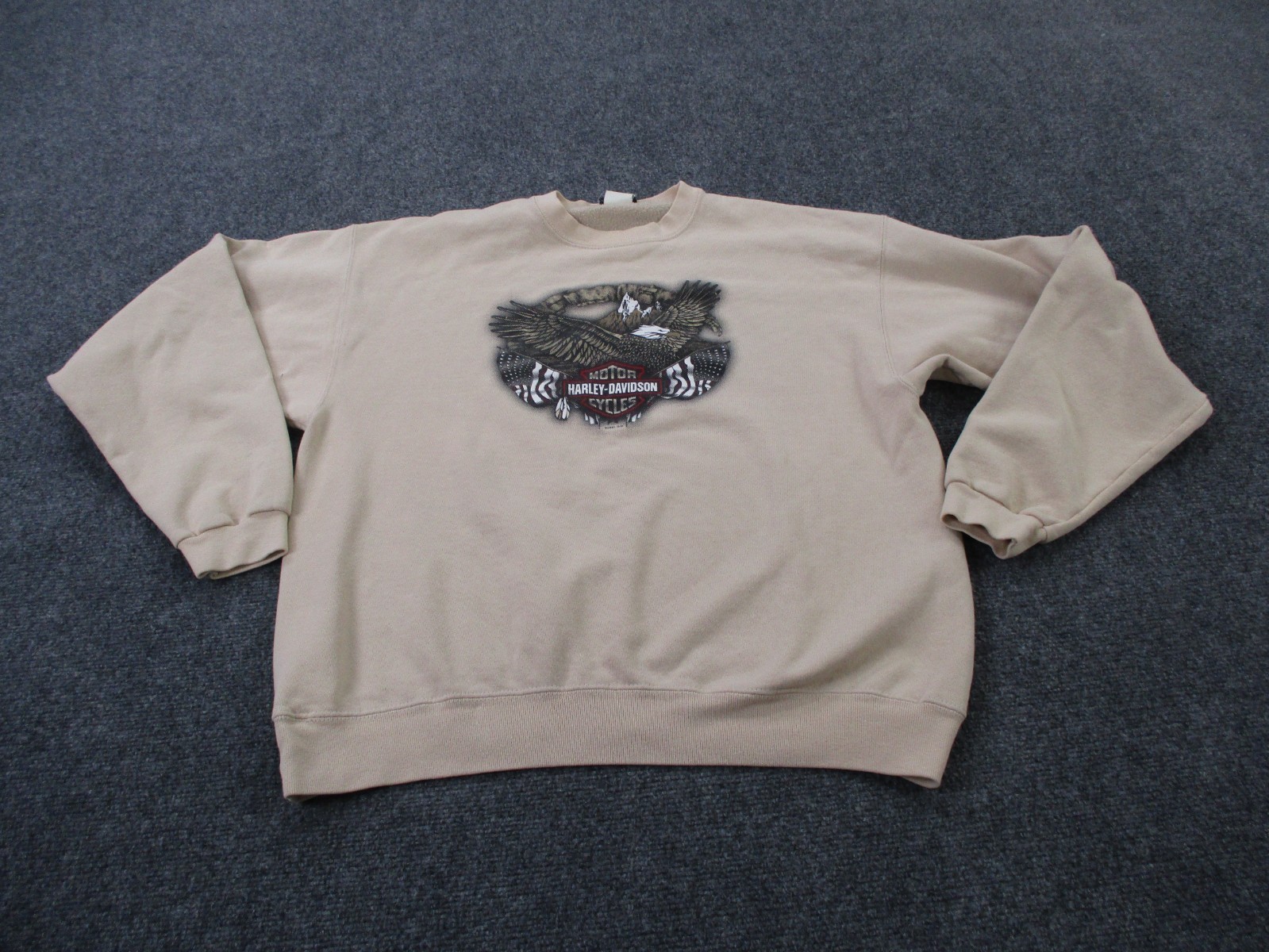 Vintage Harley Davidson Sweatshirt Men L Biker Pullover Eagle Flag USA Made