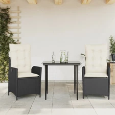 Garden Dining Set Black, Cream White