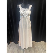 VINTAGE VAN RAALTE CREAM  WHITE LACE EMPIRE WAIST SATIN SLIP DRESS SIZE S 