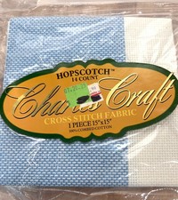 Charles Craft 14 Count Cross Stitch Fabric 15" x 15" Blue  White 100 Cotton
