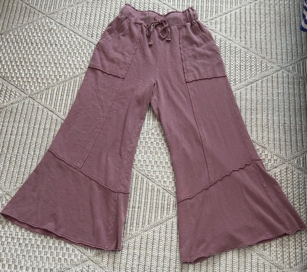 Easel Raspberry Wide-Leg Drawstring Patchwork Pan… - image 1