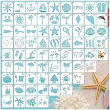 70pcs Ocean Stencils for Painting on Wood Canvas - Summer Beach, Nature P...