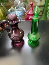 vintage 2 avon perfume bottles burgundy jug green occur both empty vgc