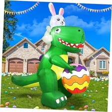 6 FT Easter Inflatables Outdoor Decorations, F - Dinosaur with Bunny - 6FT