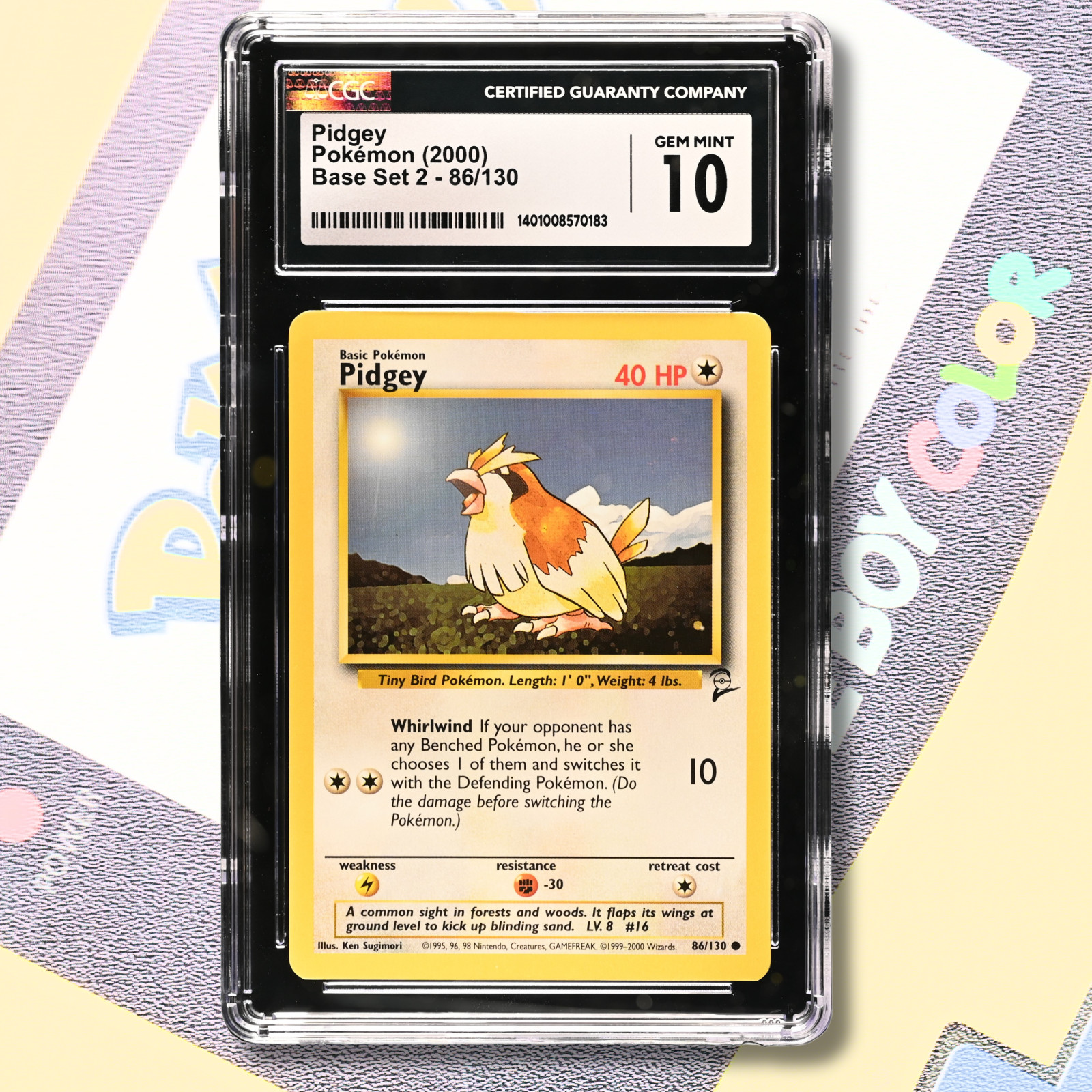 2000 Pokemon Base Set 2 Pidgey 86/130 Vintage Common CGC 10