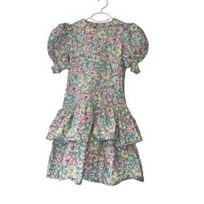VTG Handmade Floral Dropped Waist Puff Sleeve Dress  Read Measurement 