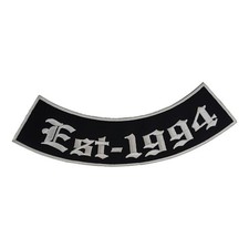 Est-1994 Rocker Patch - 10.5" x 2.25" Large Black & Silver Biker Vest Jacket DIY