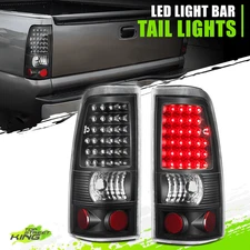 Full LED DRL Bar Tail Brake Lights for Silverado Sierra 99-03 Black Clear Pair