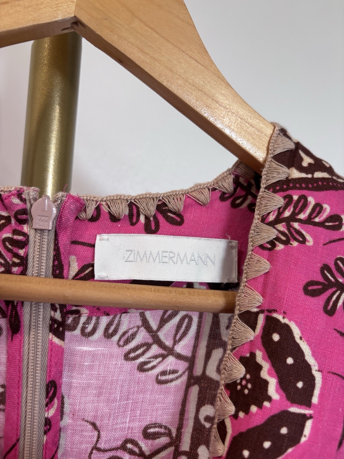 Zimmermann Lulu Plunge Mini Dress Size 3 AU14 Pink Print Rope Belt RRP $595 image 3