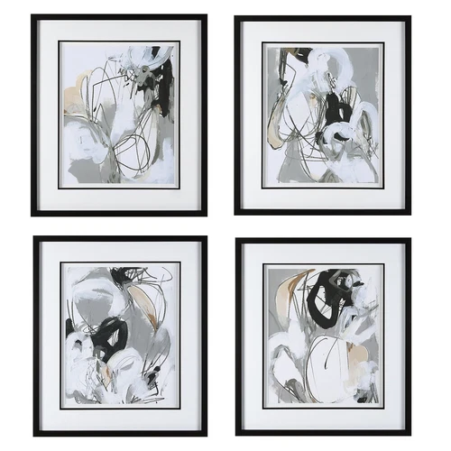 Uttermost Tangled Threads Abstract Framed Prints S/4 - Picture 1 of 1