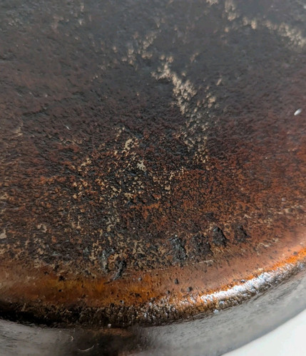 Vintage Unbranded Cast Iron Skillet Marked No 11 W Exterior Copper Tone - Picture 5 of 7